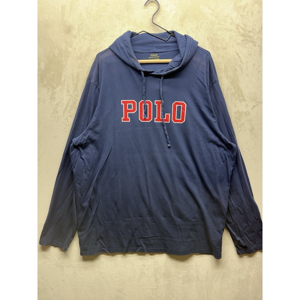 Polo Ralph Lauren Hoodie Mens XXL Lightweight Long Sleeve Jersey Shirt Spellout